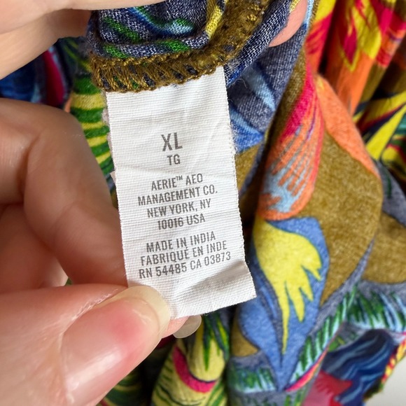 Aerie Smocked Tropical Floral Maxi Dress Size XL Strapless Boho Vacation Resort - Picture 5 of 10